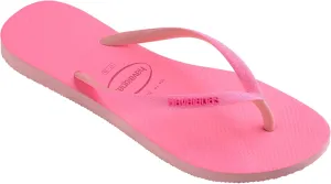 Havaianas Kids Slim Glitter Neon Flip Flops - Colorful Sandals with Glitter Strap - Macaron Pink, 13C/1Y little kid