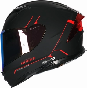 HAX Force Aerodynamic Full Face Helmet for Street & E-Bikes DOT & ECE Certified - Enhanced Dual Visor, Adult Size, Pinlock Ready Matte Black Red M