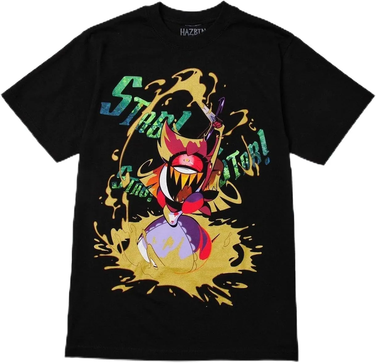 Hazbin Hotel Niffty Gold Glitter T-Shirt BLACK