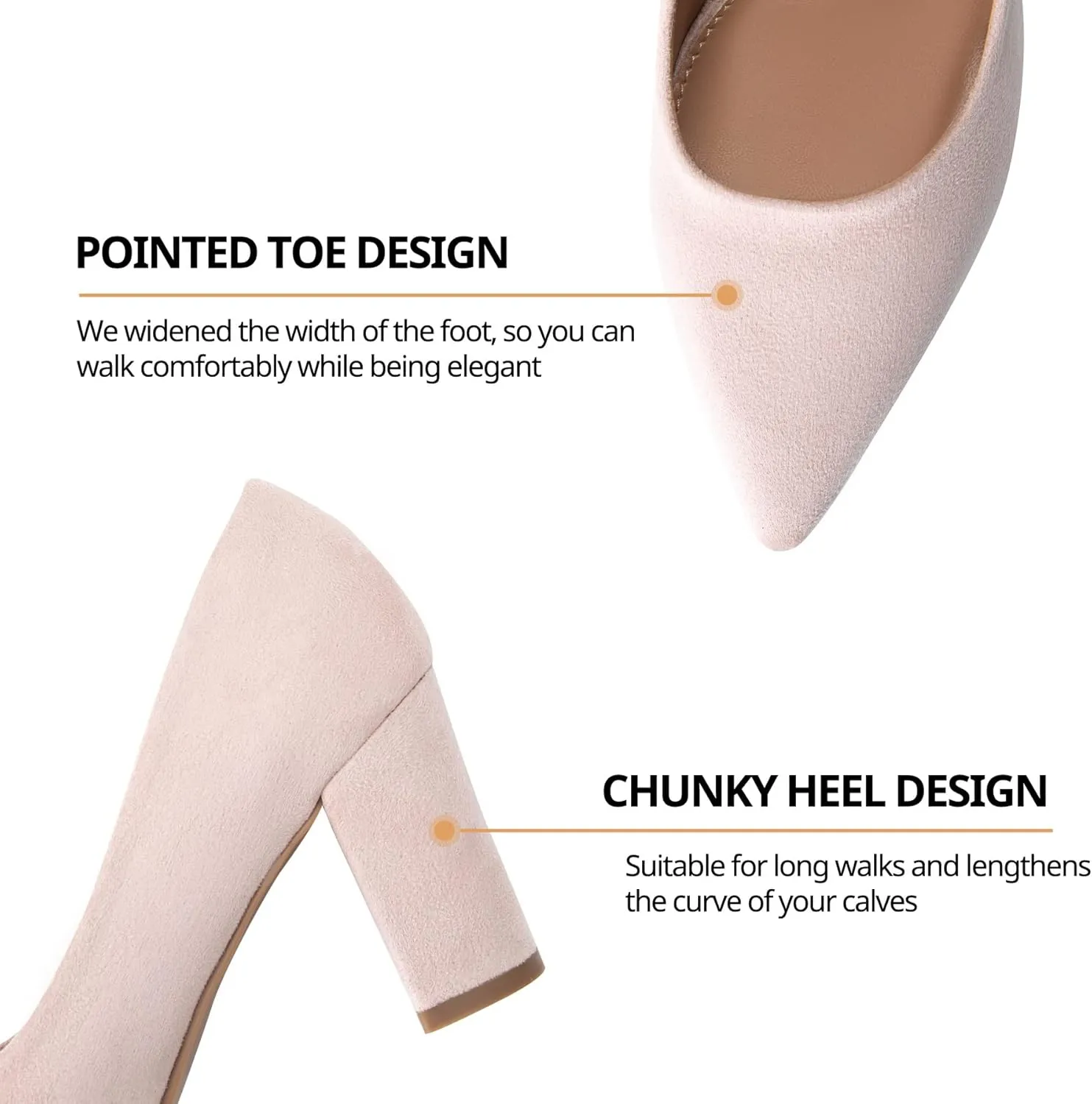 Heel The World Women's High Chunky Block Closed Toe Heels,Slip On Pointed Toe Work Dress Office Wedding Party Pumps Shoes