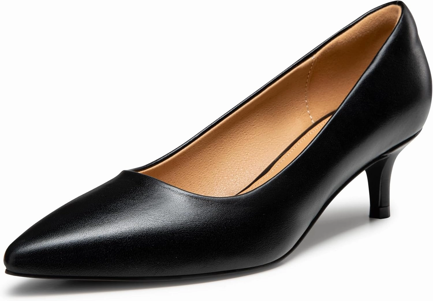 Heel The World Women's Pumps, Black Nude White Gold Brown Kitten Heels for Women 2 inch