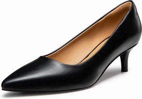 Heel The World Women's Pumps, Black Nude White Gold Brown Kitten Heels for Women 2 inch
