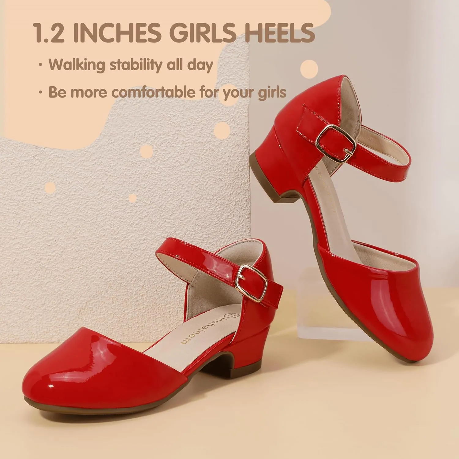Hehainom Girls Dress Shoes Toddler Closed Toe Flower Girl Heels for Party Wedding Princess Shoes