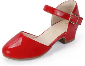 Hehainom Girls Dress Shoes Toddler Closed Toe Flower Girl Heels for Party Wedding Princess Shoes