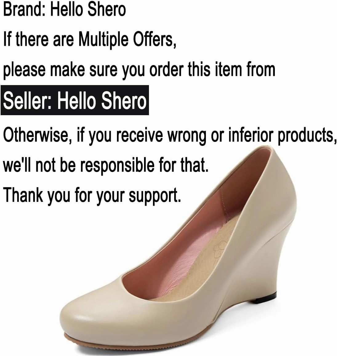 Hello Shero Heeled Wedges for Women Almond Round Toe High Heel Pumps Classic Slip-on Suede Leather Dress Shoes