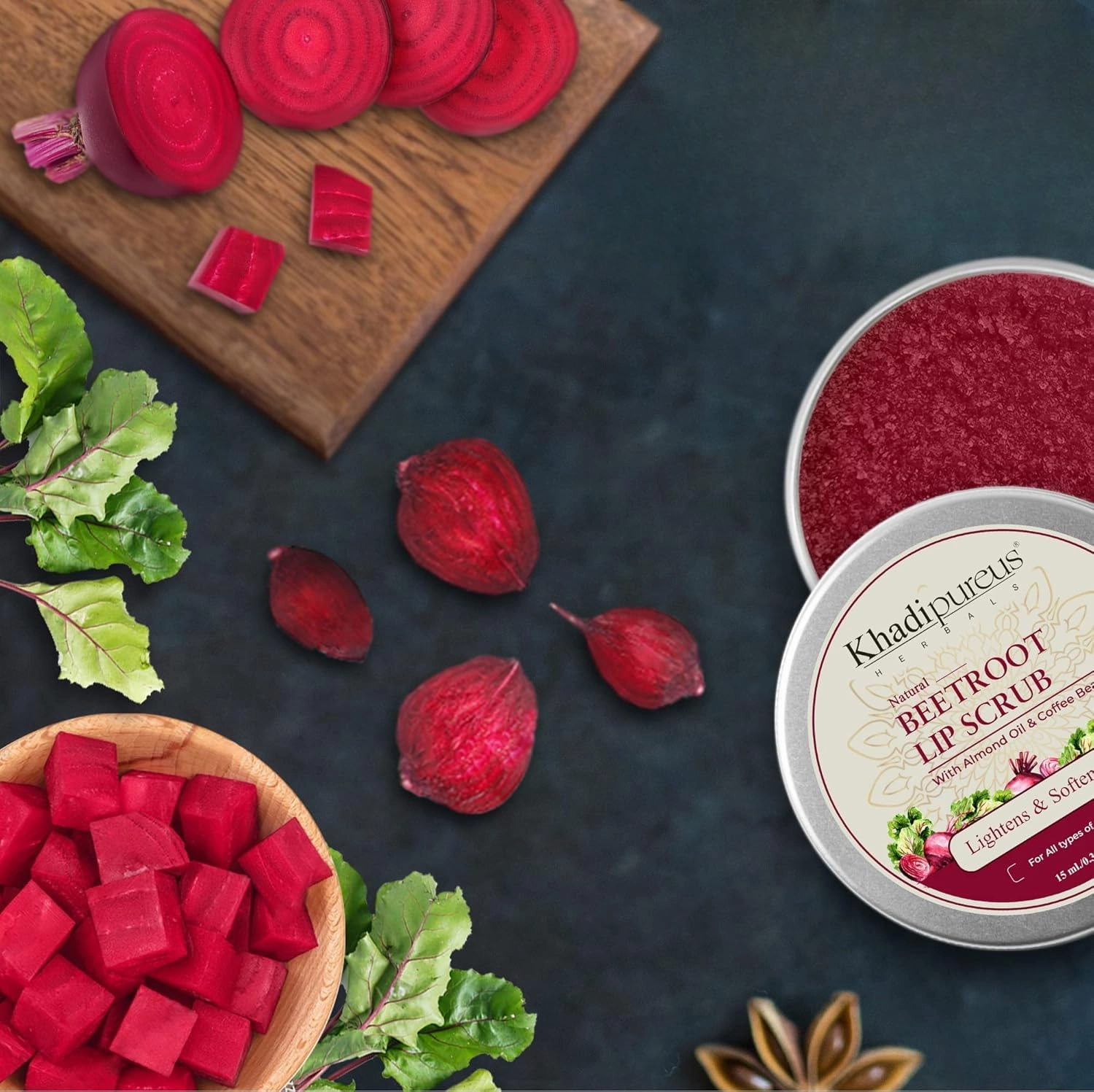 Herbals Madhuadhar Beetroot Lip Balm Scrub For Dark Lips To Lighten Pink, Dry, Chapped Lips & Pigmented Lips | Natural Lip Brightening Scrub For Smoked Lips | Women & Men (10 Gm)