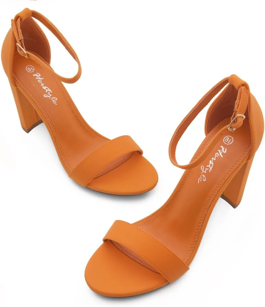 Herstyle Women’s Chunky Block Heels – Open Toe Ankle Strap Sandals, 3.75 Inch High Heels for Wedding, Party & Dressy Occasions – Comfortable Strappy Dress Shoes