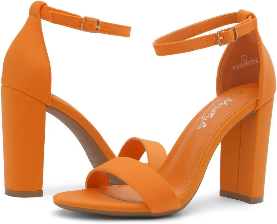 Herstyle Women’s Chunky Block Heels – Open Toe Ankle Strap Sandals, 3.75 Inch High Heels for Wedding, Party & Dressy Occasions – Comfortable Strappy Dress Shoes
