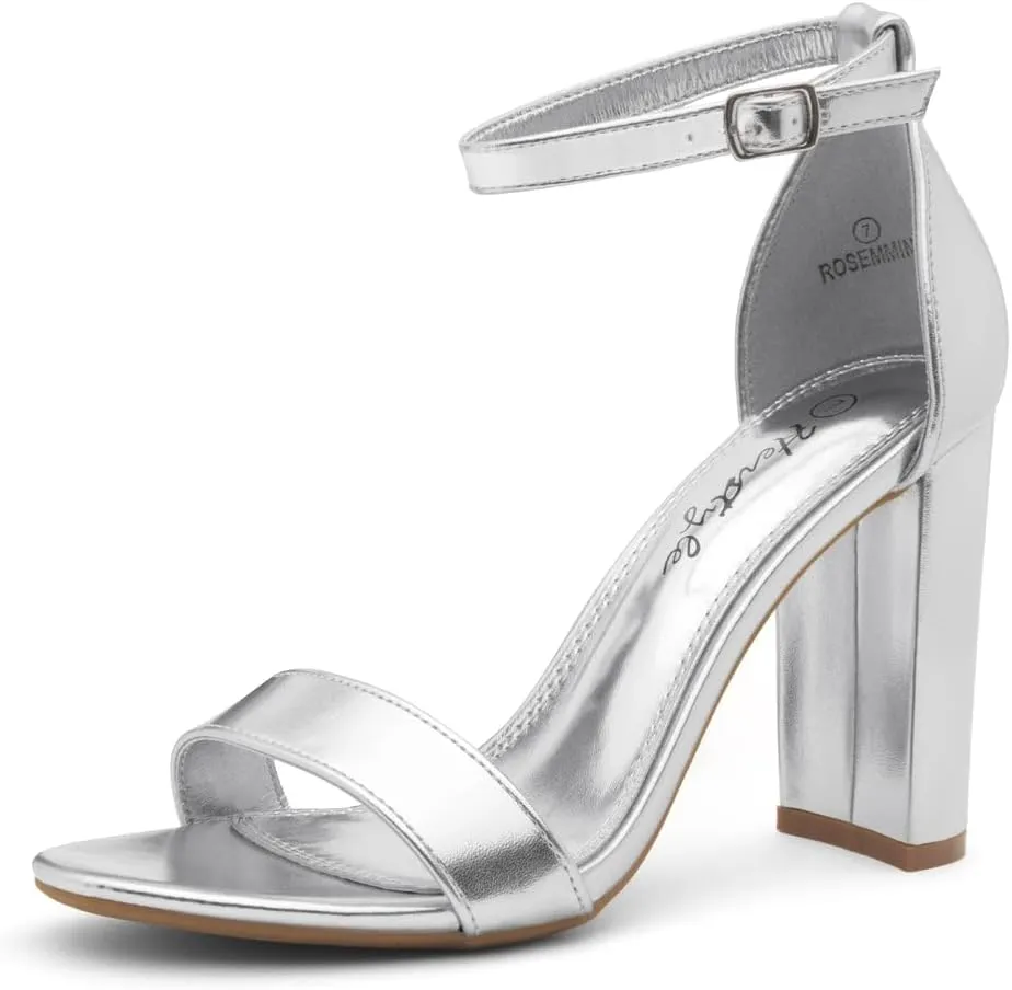 Herstyle Women’s Chunky Block Heels – Open Toe Ankle Strap Sandals, 3.75 Inch High Heels for Wedding, Party & Dressy Occasions – Comfortable Strappy Dress Shoes