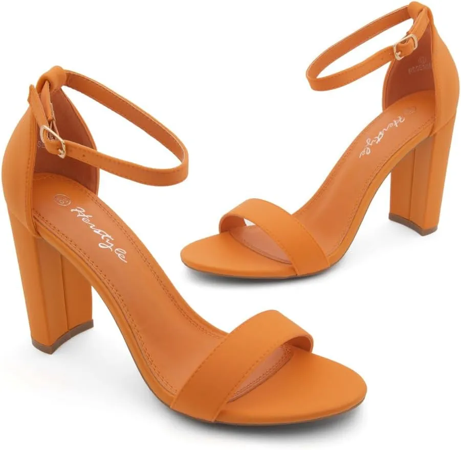 Herstyle Women’s Chunky Block Heels – Open Toe Ankle Strap Sandals, 3.75 Inch High Heels for Wedding, Party & Dressy Occasions – Comfortable Strappy Dress Shoes