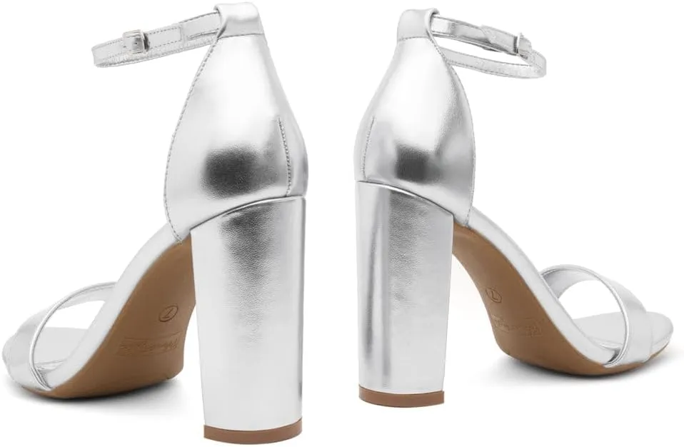 Herstyle Women’s Chunky Block Heels – Open Toe Ankle Strap Sandals, 3.75 Inch High Heels for Wedding, Party & Dressy Occasions – Comfortable Strappy Dress Shoes