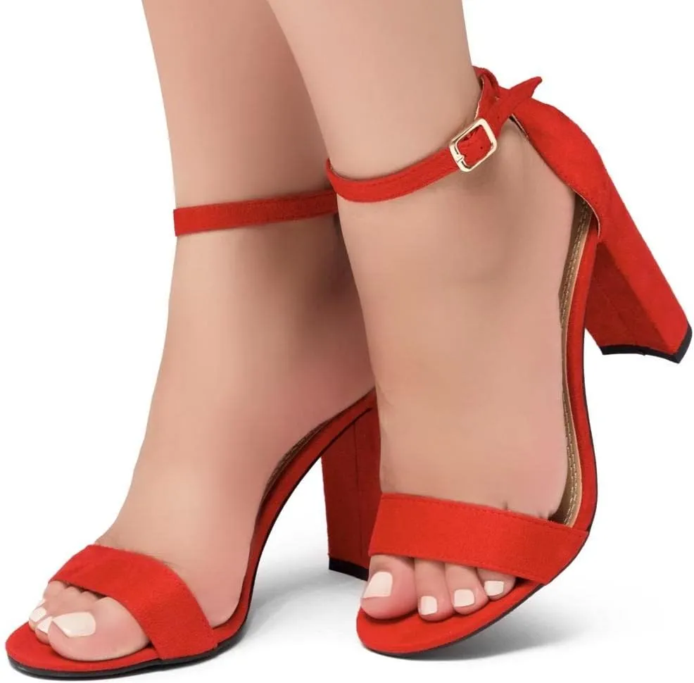 Herstyle Women’s Chunky Block Heels – Open Toe Ankle Strap Sandals, 3.75 Inch High Heels for Wedding, Party & Dressy Occasions – Comfortable Strappy Dress Shoes