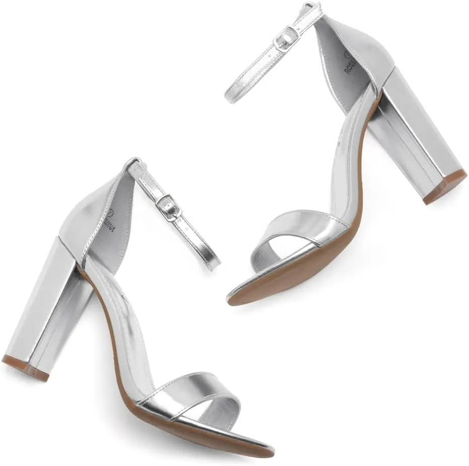 Herstyle Women’s Chunky Block Heels – Open Toe Ankle Strap Sandals, 3.75 Inch High Heels for Wedding, Party & Dressy Occasions – Comfortable Strappy Dress Shoes
