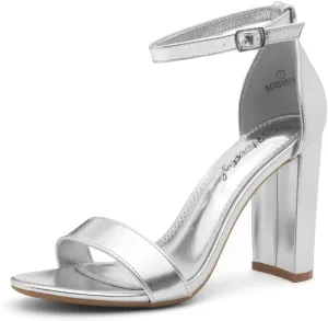 Herstyle Women’s Chunky Block Heels – Open Toe Ankle Strap Sandals, 3.75 Inch High Heels for Wedding, Party & Dressy Occasions – Comfortable Strappy Dress Shoes