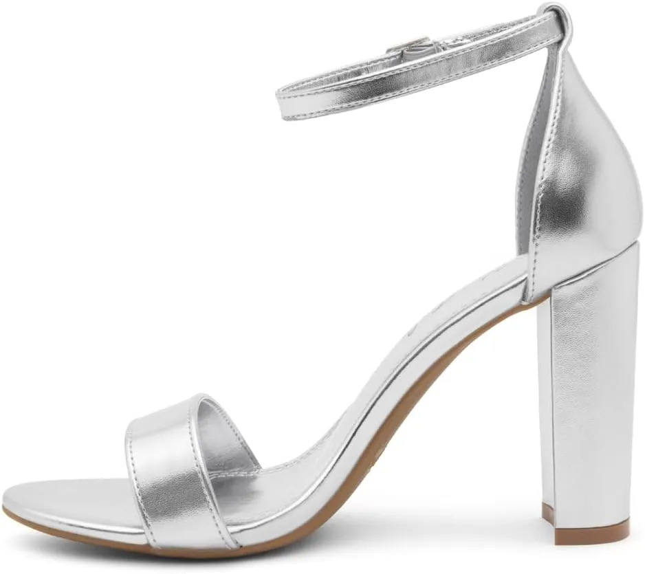 Herstyle Women’s Chunky Block Heels – Open Toe Ankle Strap Sandals, 3.75 Inch High Heels for Wedding, Party & Dressy Occasions – Comfortable Strappy Dress Shoes