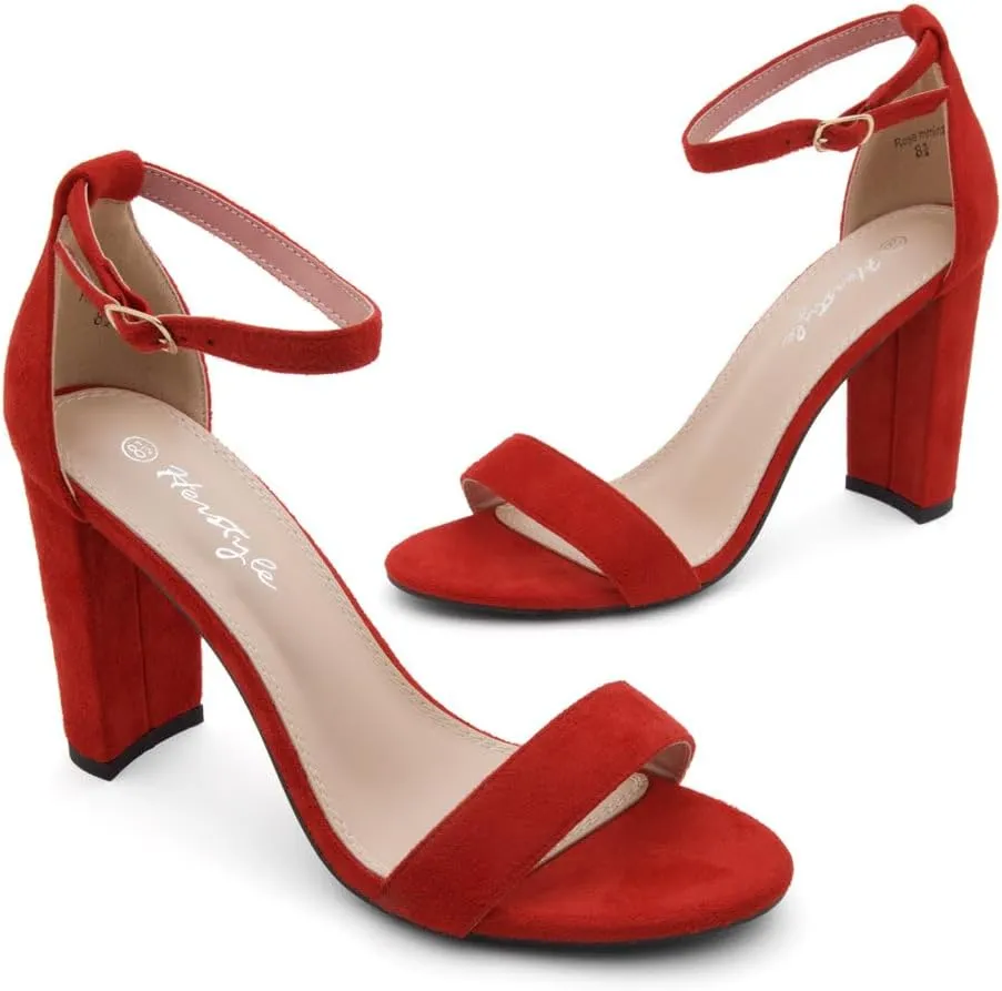 Herstyle Women’s Chunky Block Heels – Open Toe Ankle Strap Sandals, 3.75 Inch High Heels for Wedding, Party & Dressy Occasions – Comfortable Strappy Dress Shoes