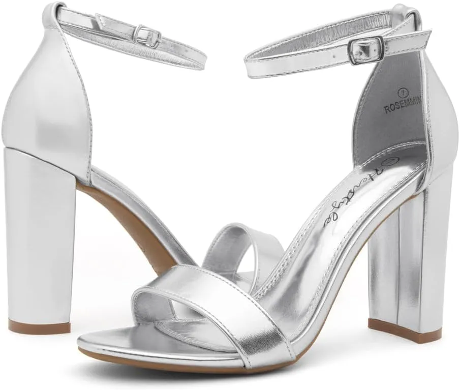 Herstyle Women’s Chunky Block Heels – Open Toe Ankle Strap Sandals, 3.75 Inch High Heels for Wedding, Party & Dressy Occasions – Comfortable Strappy Dress Shoes