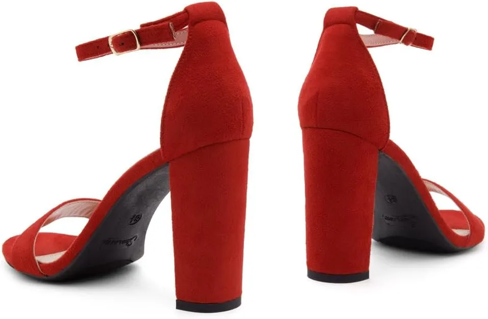 Herstyle Women’s Chunky Block Heels – Open Toe Ankle Strap Sandals, 3.75 Inch High Heels for Wedding, Party & Dressy Occasions – Comfortable Strappy Dress Shoes