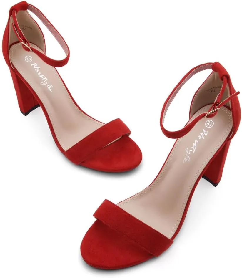 Herstyle Women’s Chunky Block Heels – Open Toe Ankle Strap Sandals, 3.75 Inch High Heels for Wedding, Party & Dressy Occasions – Comfortable Strappy Dress Shoes