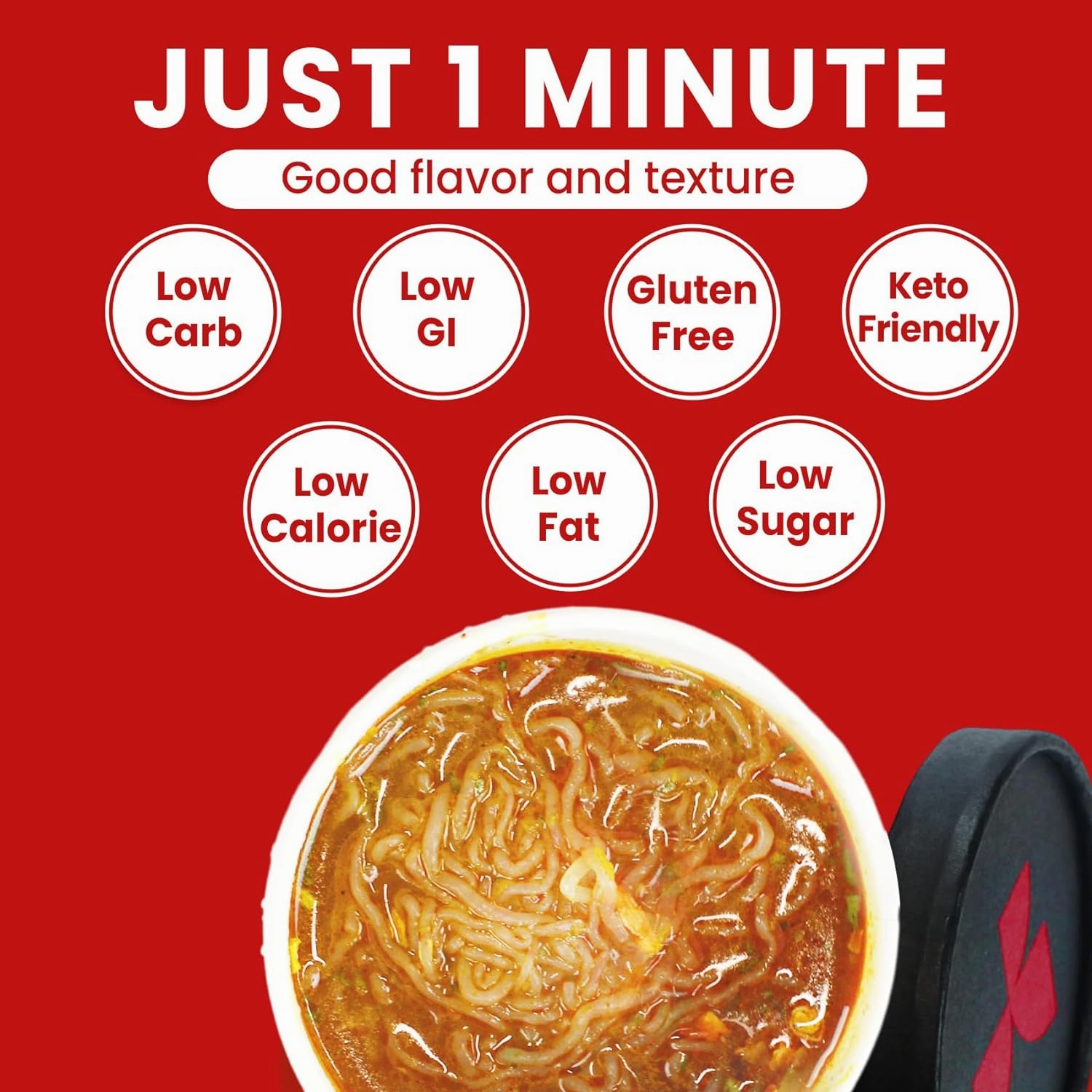 Hethstia Konjac Noodles Red Curry Soup Cups – 6-Pack Shirataki Angel Hair Pasta, Low Carb (4g), Instant Konjac Spicy Red Curry Broth, Gluten-Free, Low Sugar, Low Fat, Healthy Asian Ramen