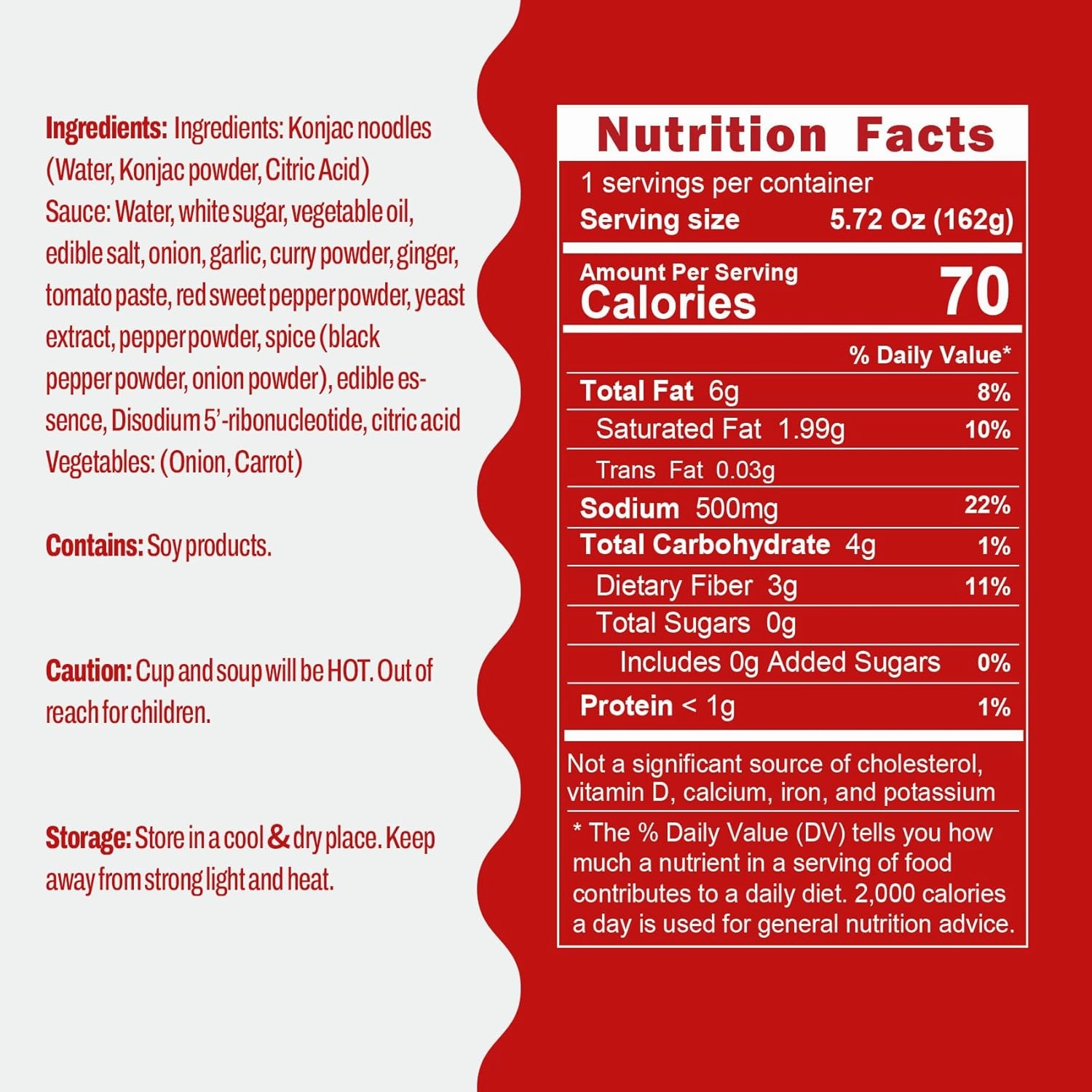 Hethstia Konjac Noodles Red Curry Soup Cups – 6-Pack Shirataki Angel Hair Pasta, Low Carb (4g), Instant Konjac Spicy Red Curry Broth, Gluten-Free, Low Sugar, Low Fat, Healthy Asian Ramen
