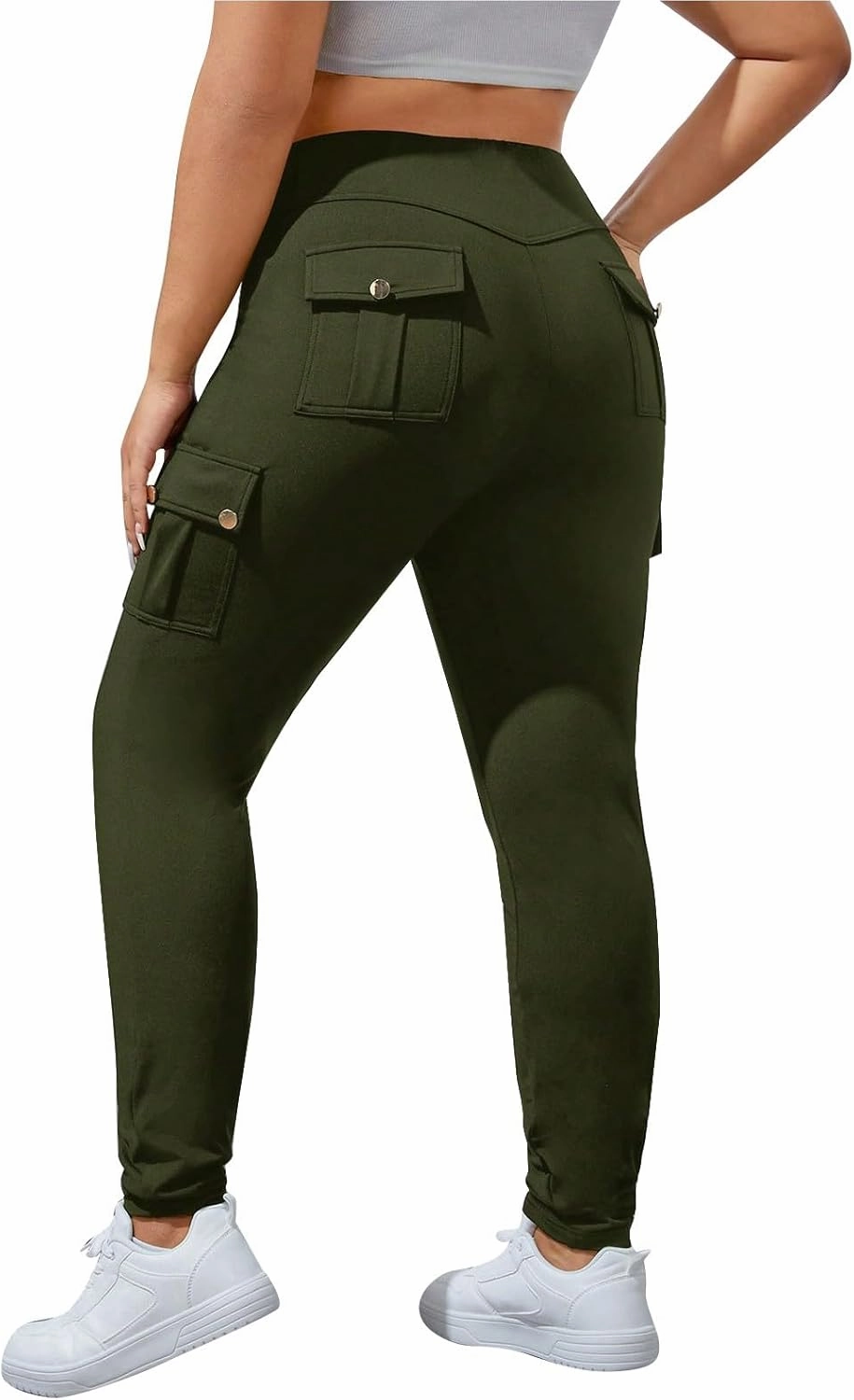 High Waisted Leggings for Women Tummy Control Elastic Jogger Pants Solid Color Athletic Pants for Running Cycling Yoga