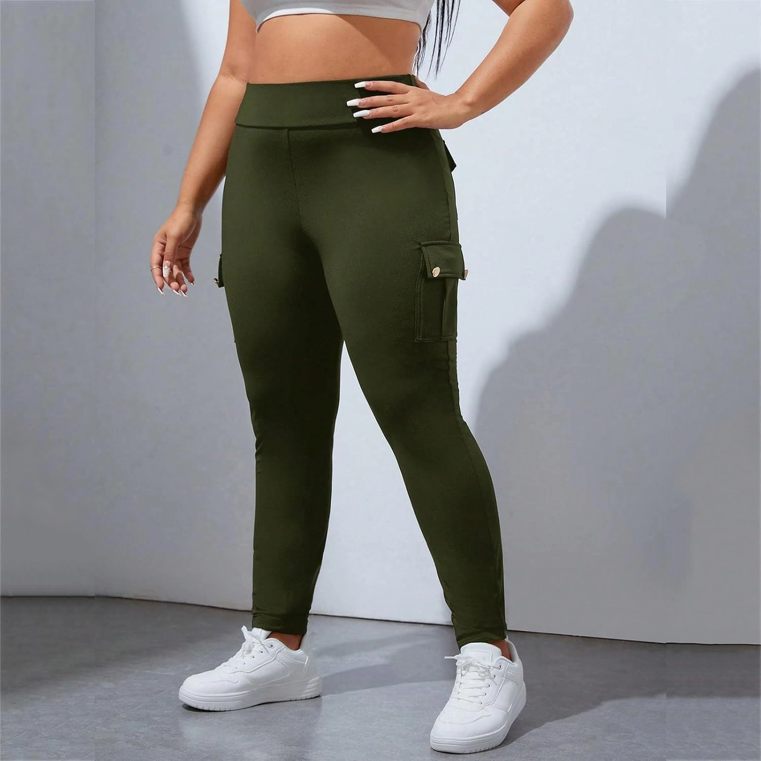 High Waisted Leggings for Women Tummy Control Elastic Jogger Pants Solid Color Athletic Pants for Running Cycling Yoga