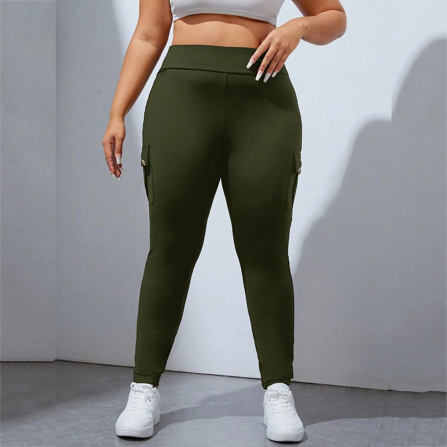 High Waisted Leggings for Women Tummy Control Elastic Jogger Pants Solid Color Athletic Pants for Running Cycling Yoga