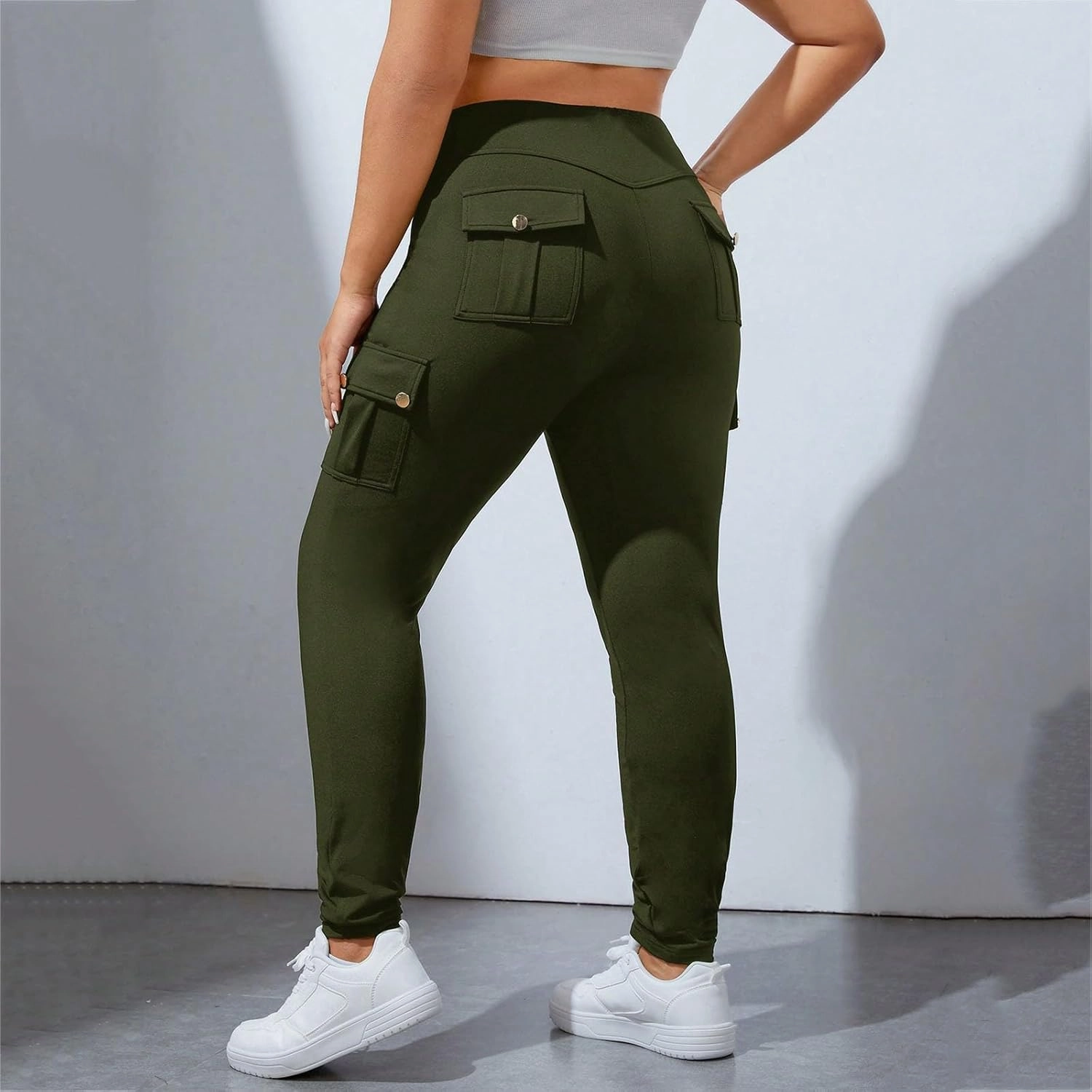 High Waisted Leggings for Women Tummy Control Elastic Jogger Pants Solid Color Athletic Pants for Running Cycling Yoga