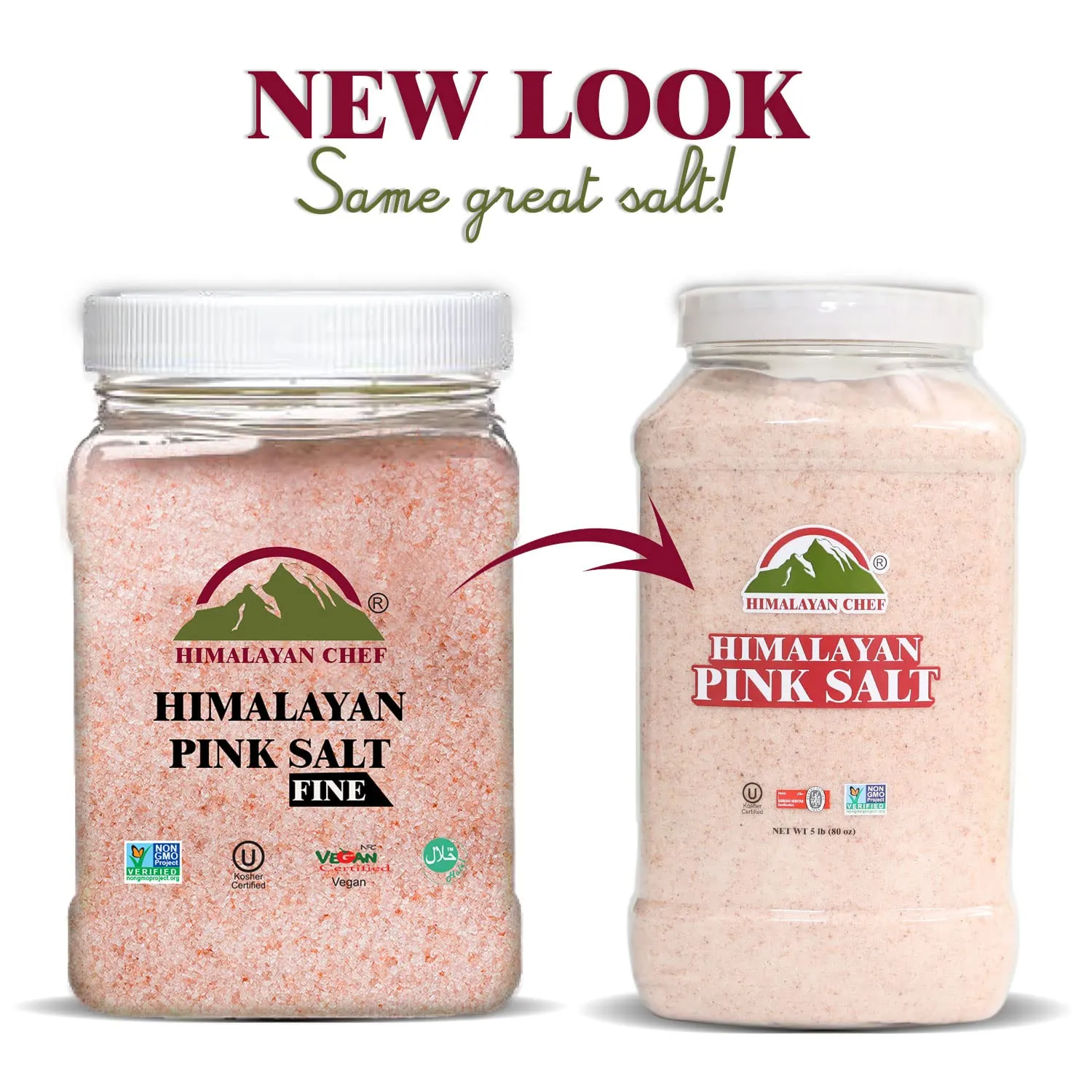 Himalayan Chef Himalayan Pink Salt - 5 lbs Fine Grain Plastic Jar - 100% Natural and Pure Gourmet Crystal - Contains 84 Essential Minerals | Kosher and Vegan Certified