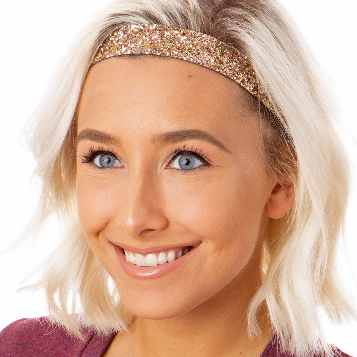 Hipsy Adjustable No Slip Wide Bling Glitter Headband 4-packs for Women Girls & Teens (Light Pink/Navy/Rose Gold/Gunmetal)