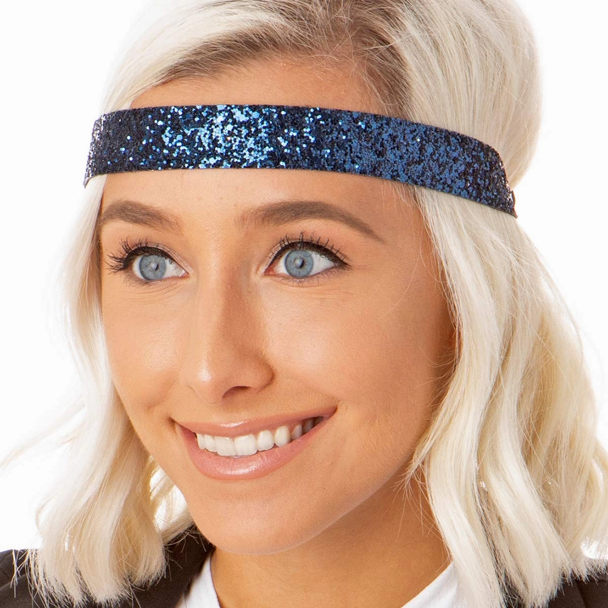 Hipsy Adjustable No Slip Wide Bling Glitter Headband 4-packs for Women Girls & Teens (Light Pink/Navy/Rose Gold/Gunmetal)