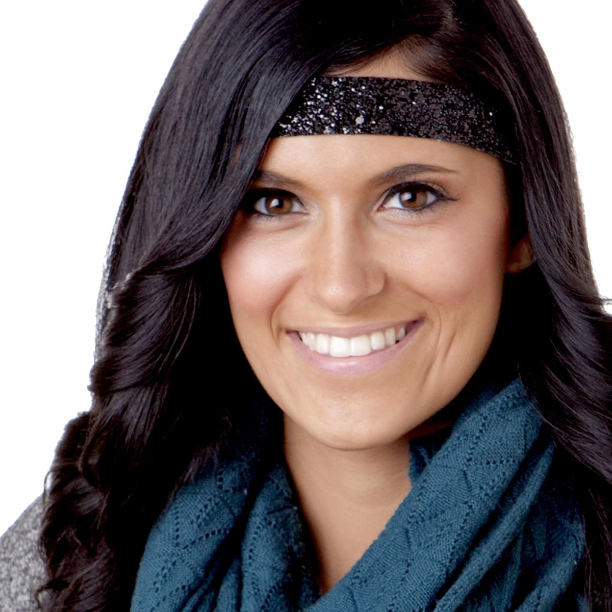 Hipsy Adjustable No Slip Wide Bling Glitter Headband 4-packs for Women Girls & Teens (Navy Blue/Gold/Black/Silver)
