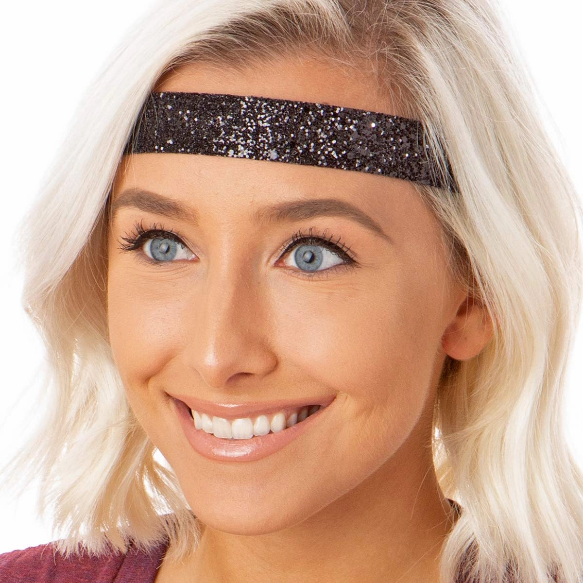 Hipsy Adjustable No Slip Wide Bling Glitter Headband 4-packs for Women Girls & Teens (Navy Blue/Gold/Black/Silver)