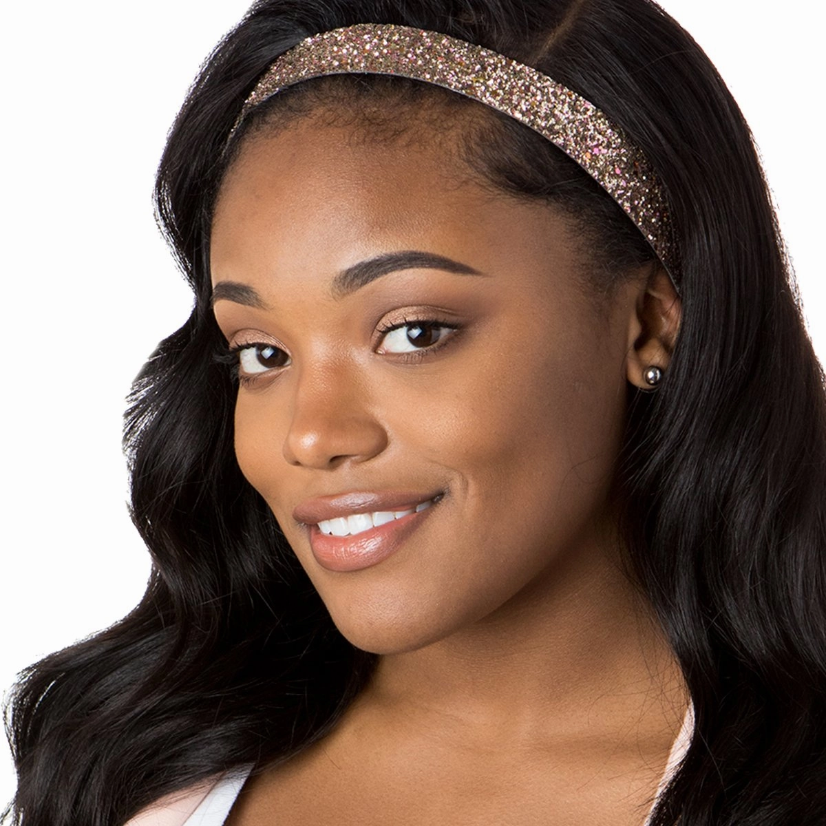 Hipsy Adjustable No Slip Wide Bling Glitter Headband 4-packs for Women Girls & Teens (Seafoam/Rose Gold/Peacock/Princess)