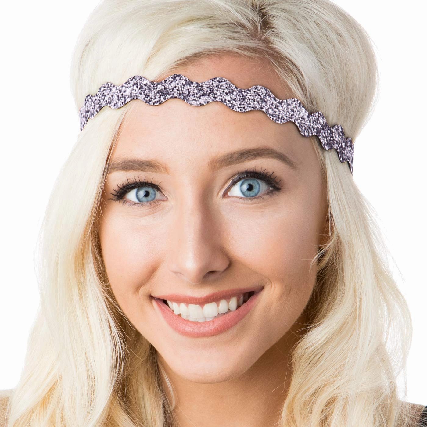 Hipsy Plus Size, Adjustable No Slip Sparkly Bling Glitter Wave 5pk Headbands for Women Girls & Teens (Wave Black/Rose Gold/Pearl/Gunmetal/Diva)