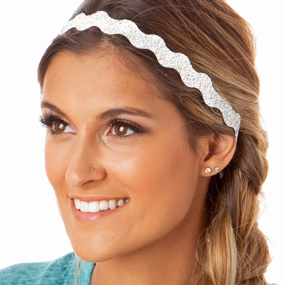 Hipsy Plus Size, Adjustable No Slip Sparkly Bling Glitter Wave 5pk Headbands for Women Girls & Teens (Wave Black/Rose Gold/Pearl/Gunmetal/Diva)