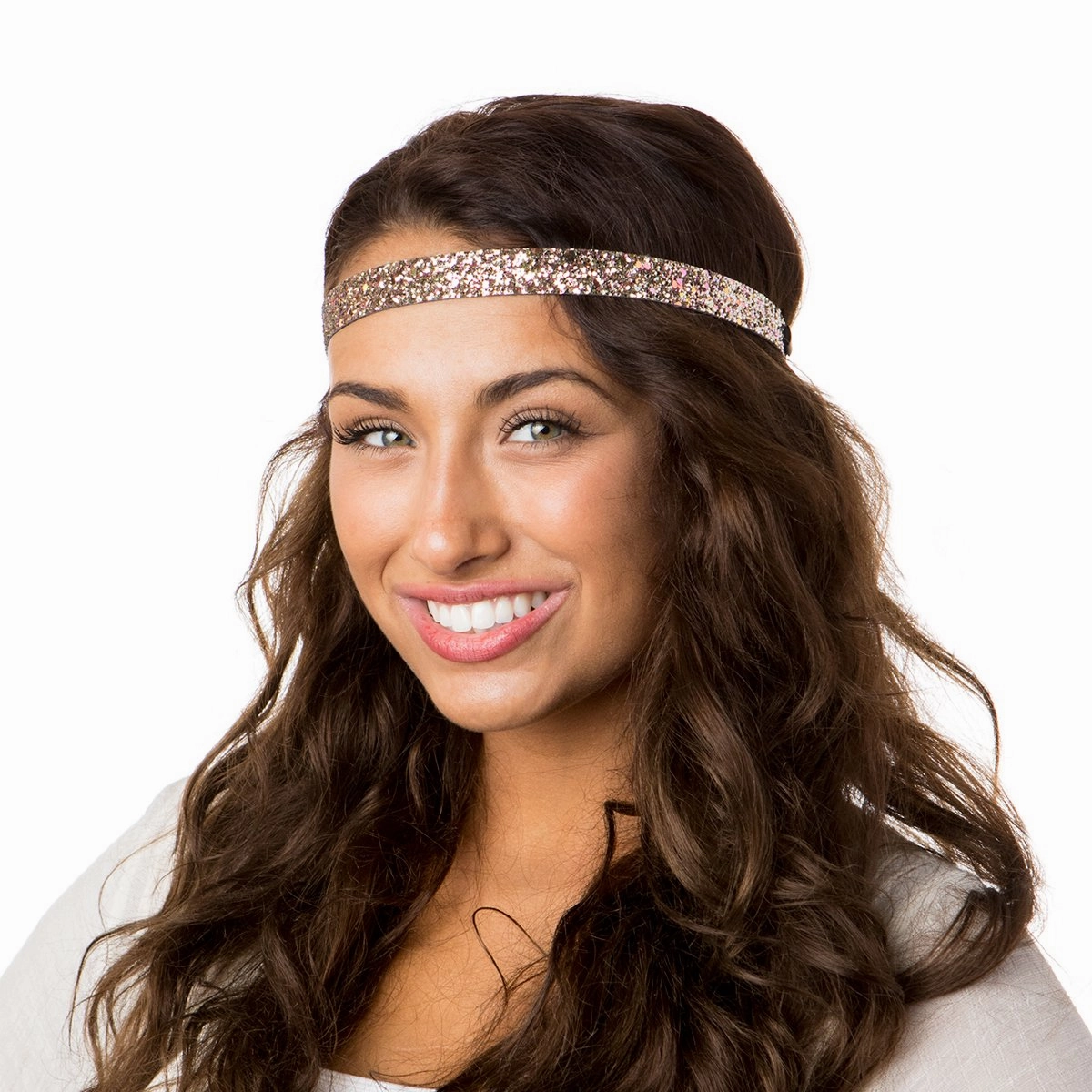 Hipsy Women's Adjustable Non Slip Bling Glitter Skinny Cute Headband 2-pack (Skinny Navy & Rose Gold 2pk)