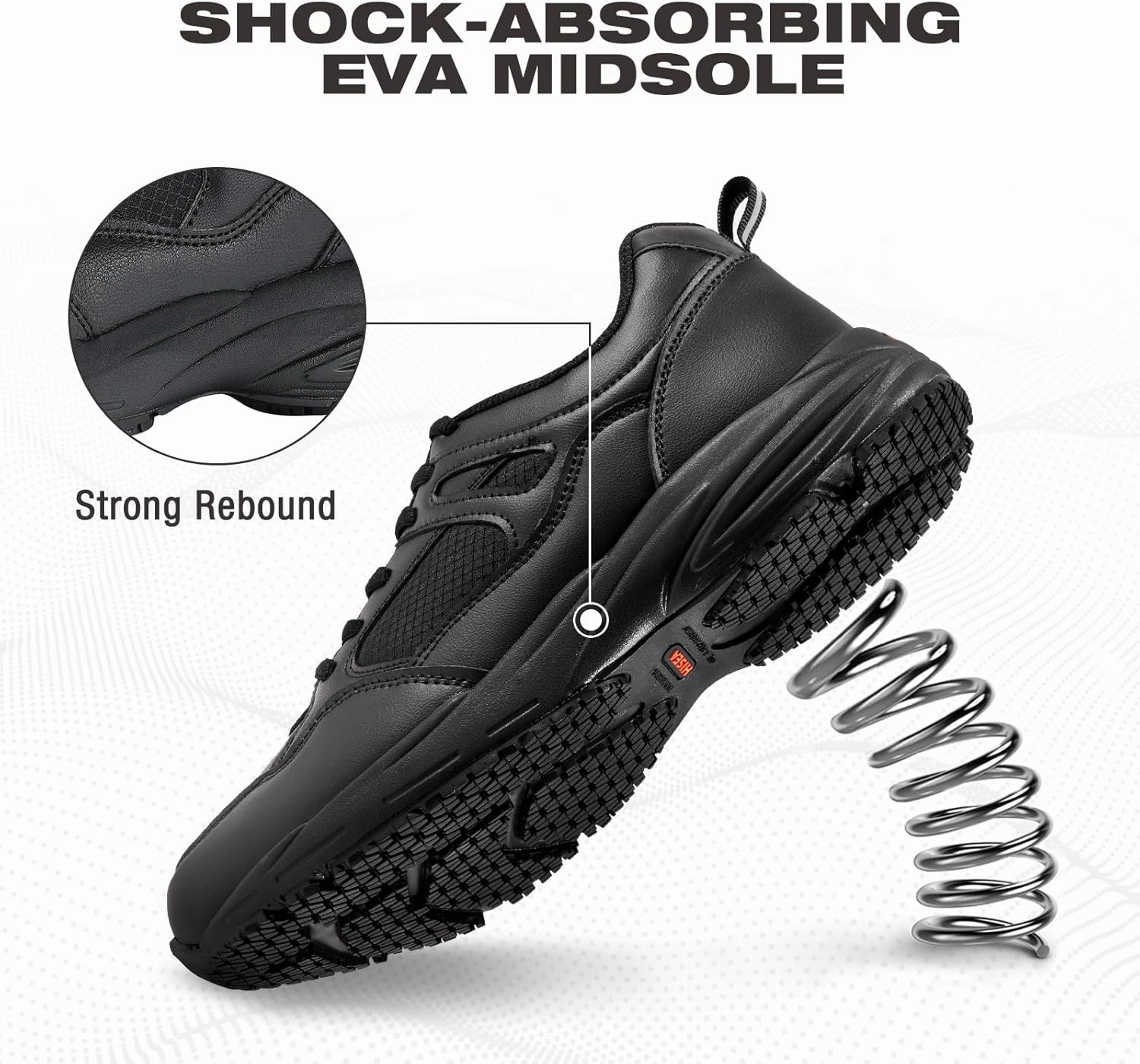 HISEA Slip Resistant Shoes for Men, Lightweight Breathable Non Slip Work Shoes, Water and Oil Resistant, Casual Lace Up Work Sneakers for Chef Kitchen Restaurant