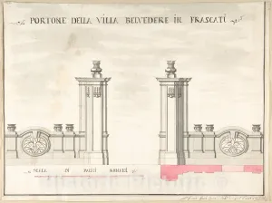 Historic Pictoric Art Print : Pietro Paolo Coccetti (Cocchetti) - Gate of Villa Belvedere in Frascati : Vintage Wall Décor : 32in x 24in