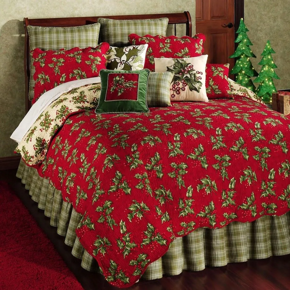 Holly Red King Quilt by April Cornell