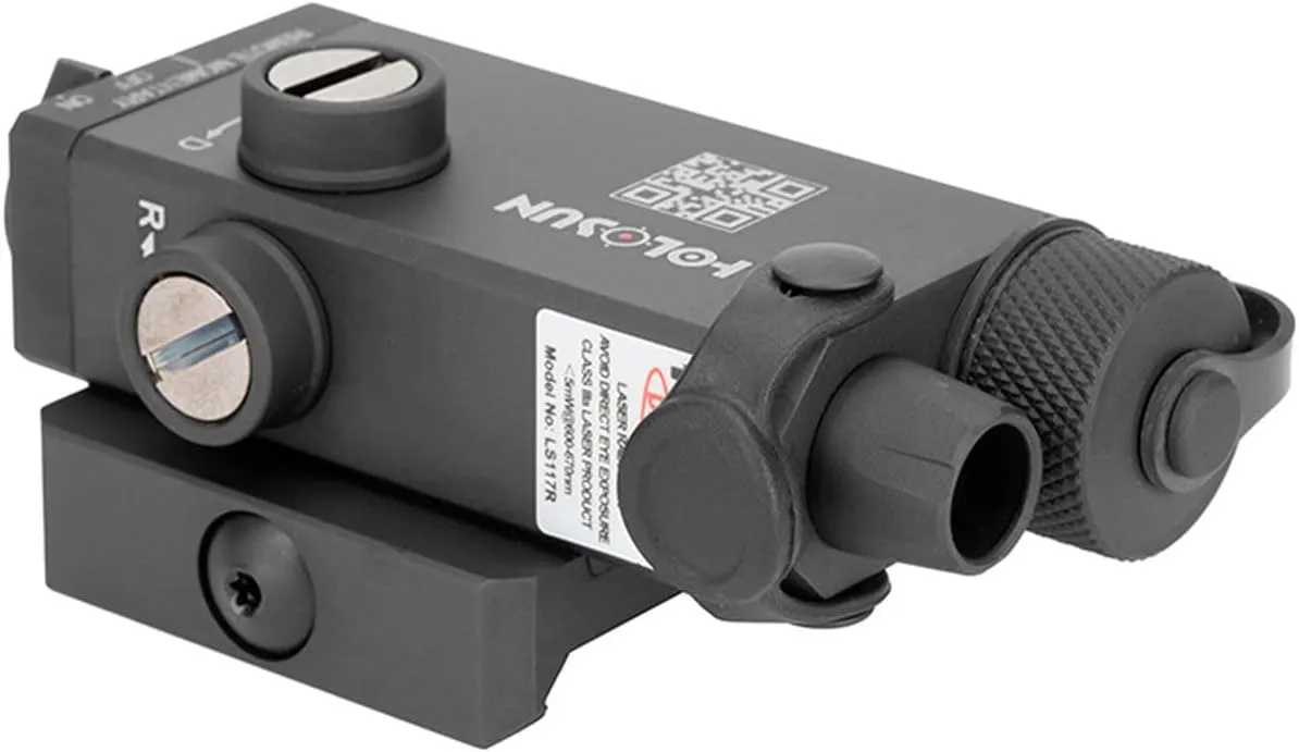 HOLOSUN LS117 Single Red/Green Laser for Long Guns | Waterproof Lightweight Durable Aluminum Black Gun Laser with QD Release Picatinny Rail Mount, Remote Cable Switch, T10 L Key & Battery Included