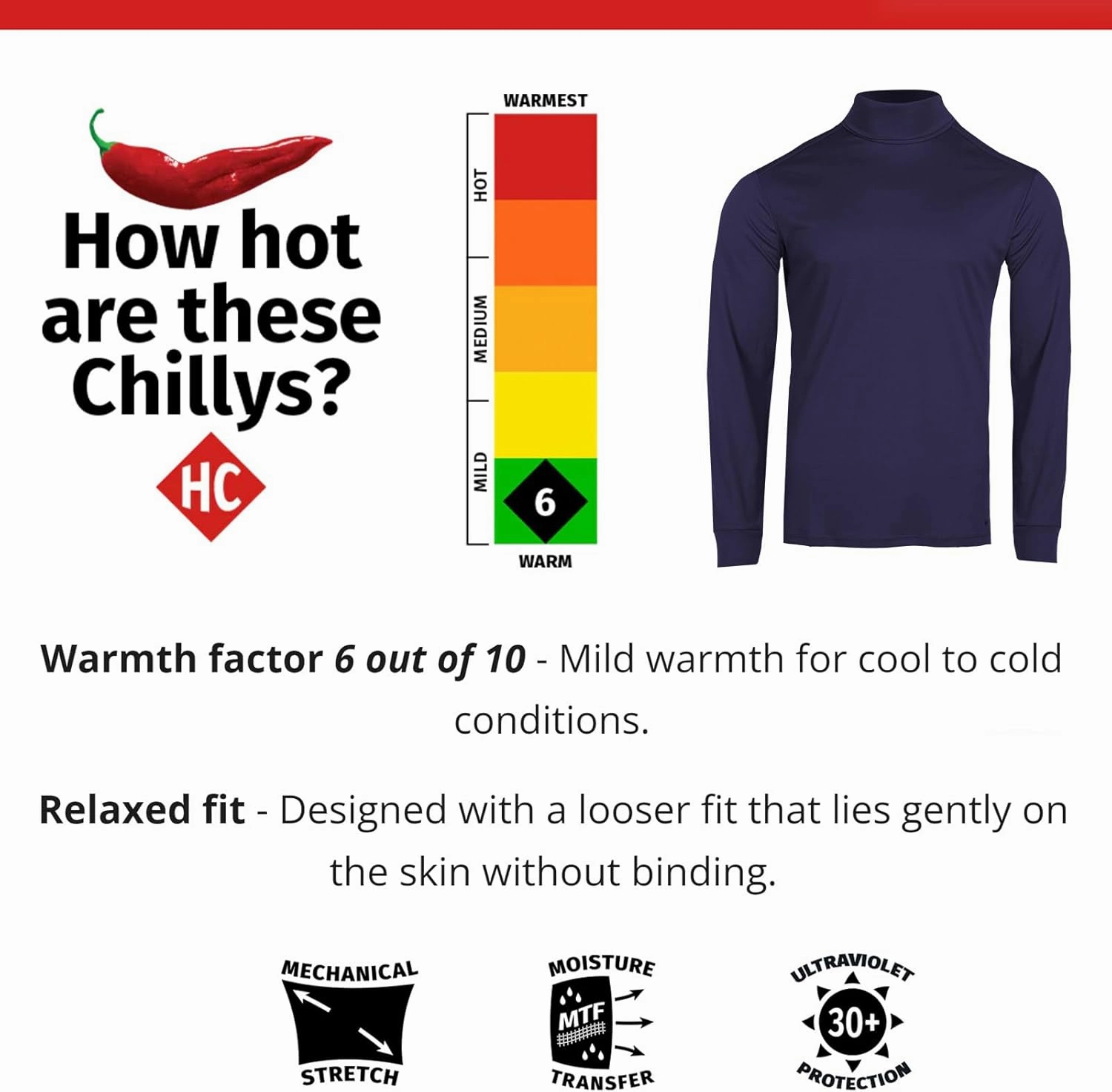 Hot Chillys Men's Peach Skins Roll T-Neck Lightweight Relaxed Fit Base Layer | Warm Soft Long Sleeve Thermal Shirt for Men