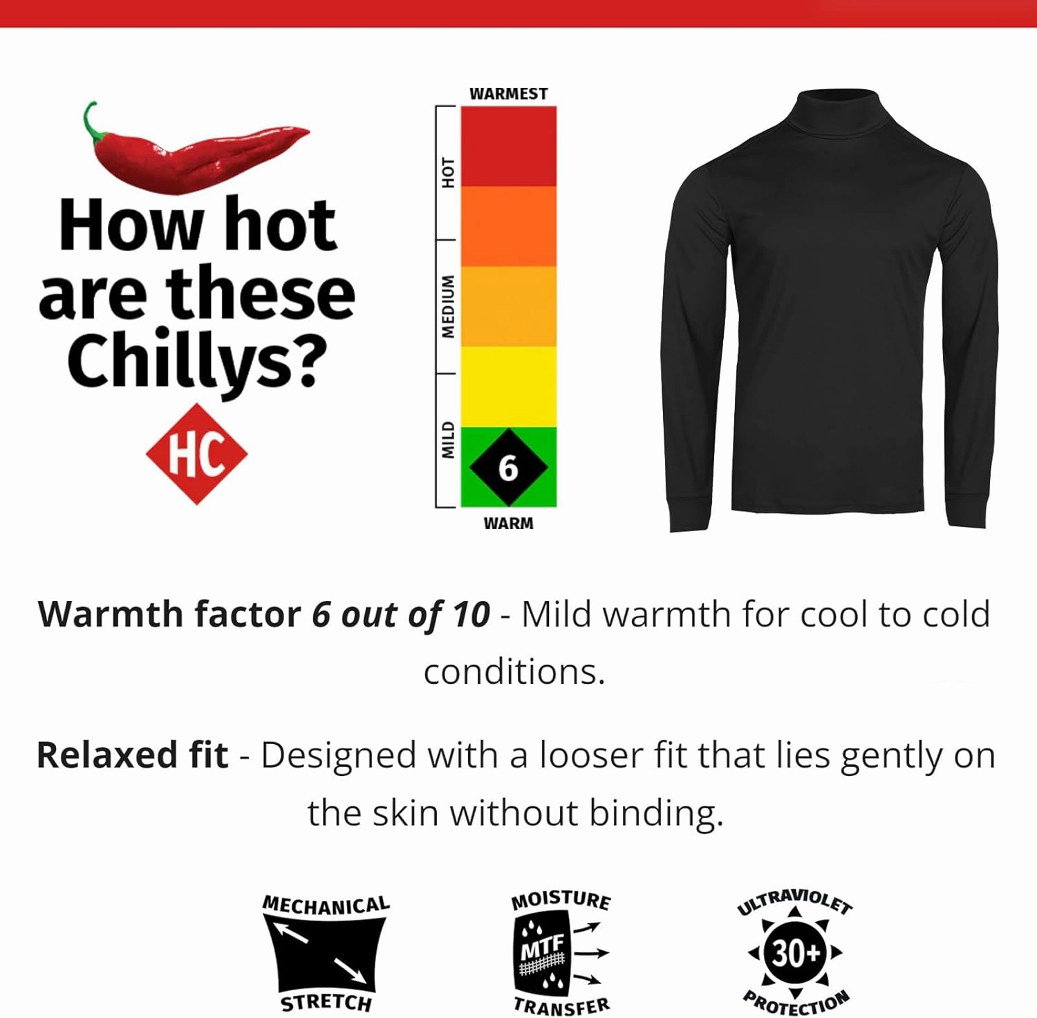Hot Chillys Men's Peach Skins Roll T-Neck Lightweight Relaxed Fit Base Layer | Warm Soft Long Sleeve Thermal Shirt for Men