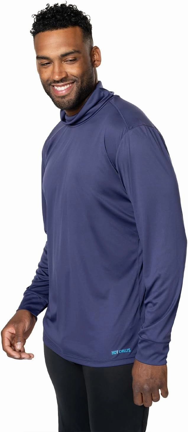 Hot Chillys Men's Peach Skins Roll T-Neck Lightweight Relaxed Fit Base Layer | Warm Soft Long Sleeve Thermal Shirt for Men