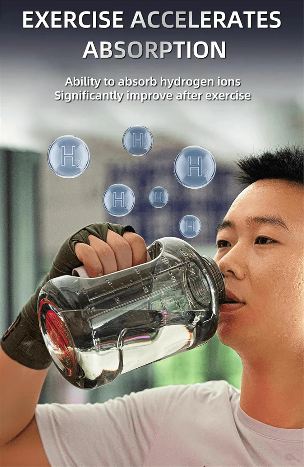 Hydrogen Water Bottle Generator, 1.5L Large Capacity Portable Drop-Proof and Shatter-Proof Hydrogen Rich Sports Water Bottle, 1200-2400PPB, for Fitness, Travel, Workout