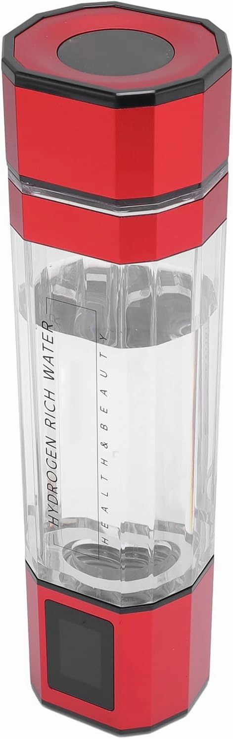 Hydrogen Rich Water Generator, Automatic Backwash 5000ppb 300ml Hydrogen Water Bottle PCTG for Fitness (Red)