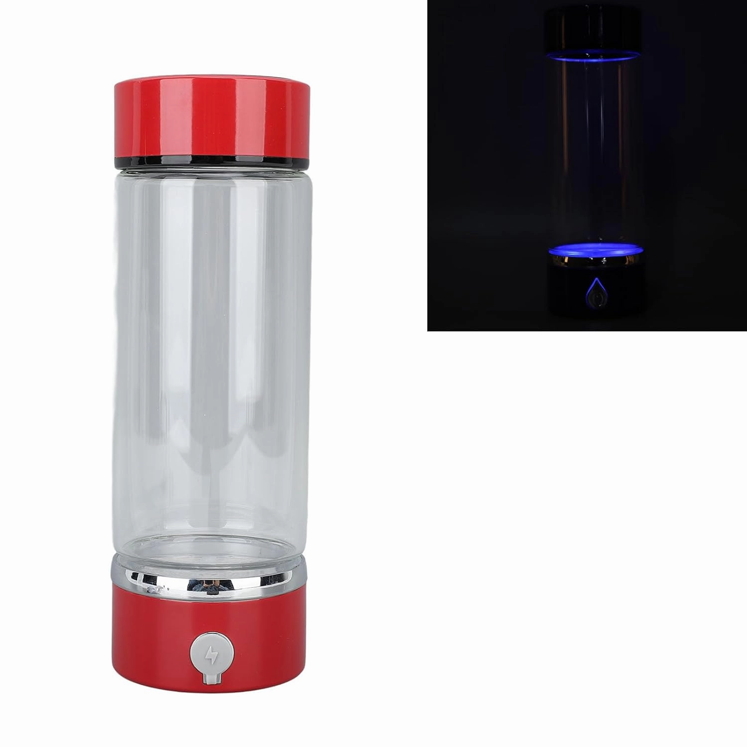 Hydrogen Water Bottle, Rechargeable Heat PEM SPE Technology Hydrogen Rich Water Generator PCTG 420ml with USB Cable for Fitness (Red)