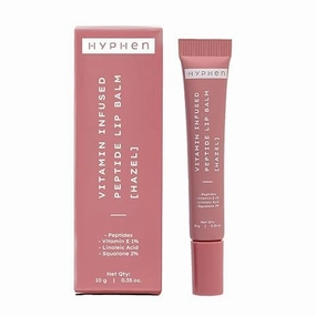 Hyphen Vitamin-Infused Peptide Tinted Lip Balm - Hazel | 24 Hrs Moisturization | Hydrates, Plumps & Repairs Moisture Barrier | Lip Balm for Women| Vegan &Paraben Free | Peachy Nude Shade - 10g