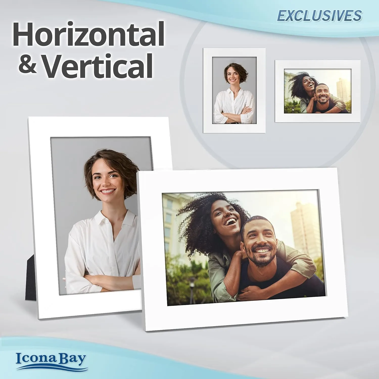 Icona Bay 5x7 Picture Frames (White, 12 Pack), Sturdy Wood Composite Photo Frame 5 x 7, Sleek Design, Table Top or Wall Mount, Exclusives Collection